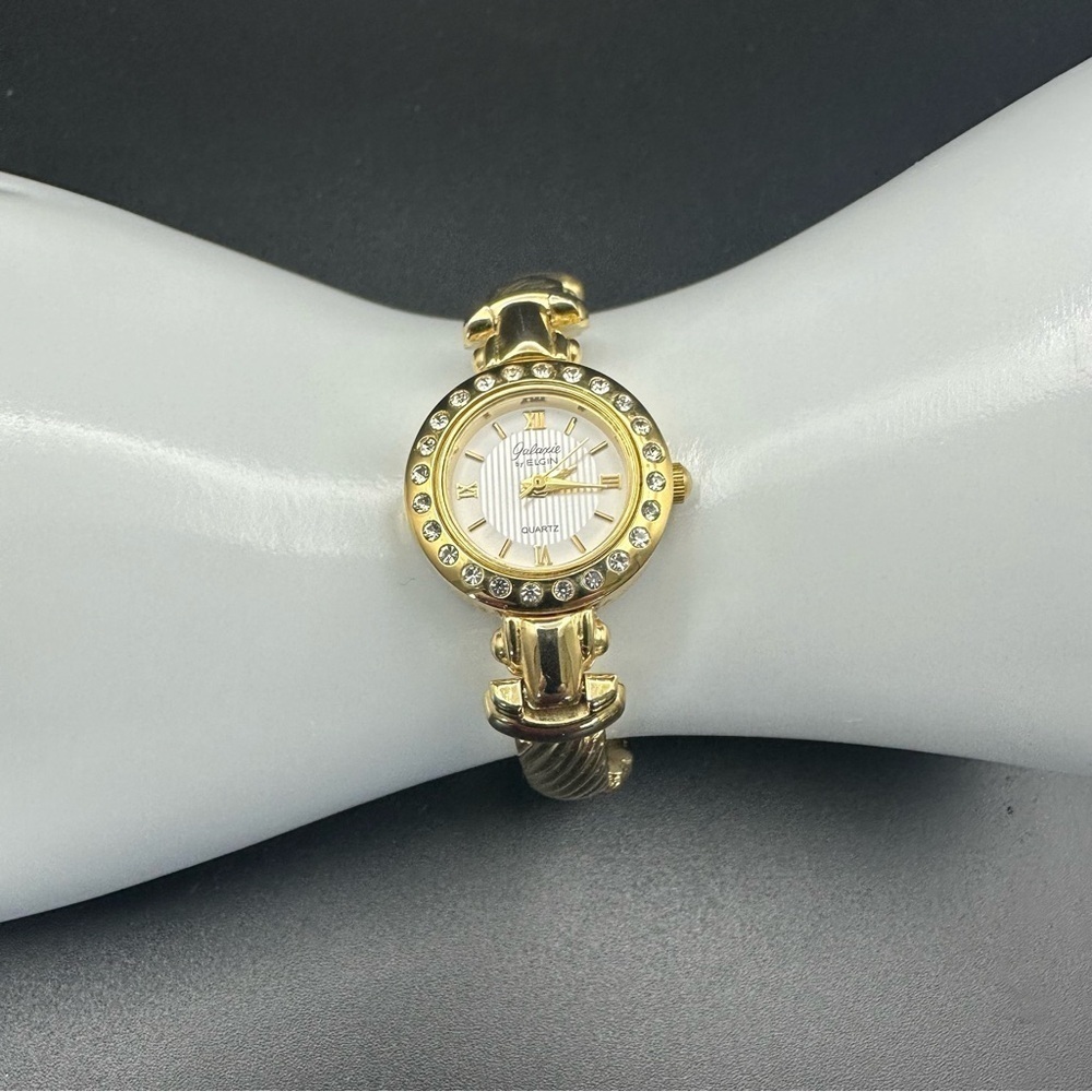 Classic Luxurious Gold Tone Round Face Watch by Elgin "Galaxie"